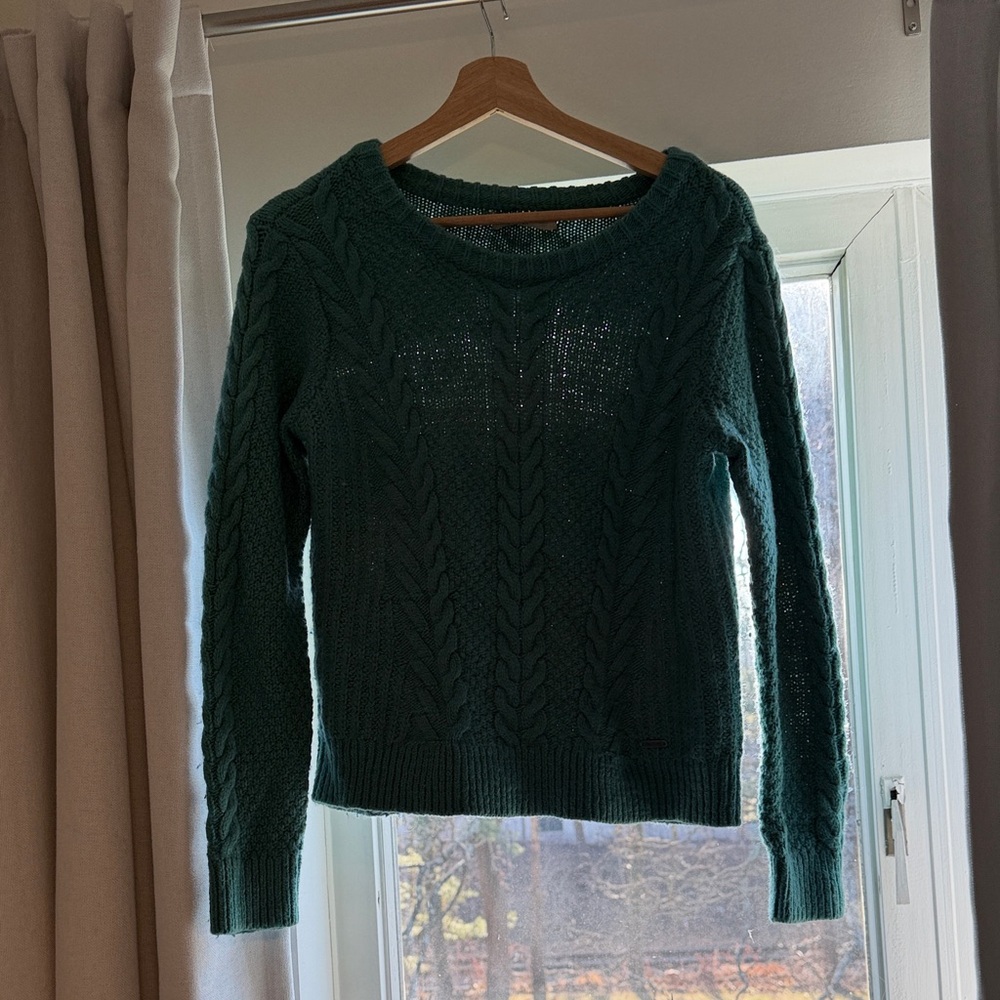 Hollister Teal Cable Knit Sweater
